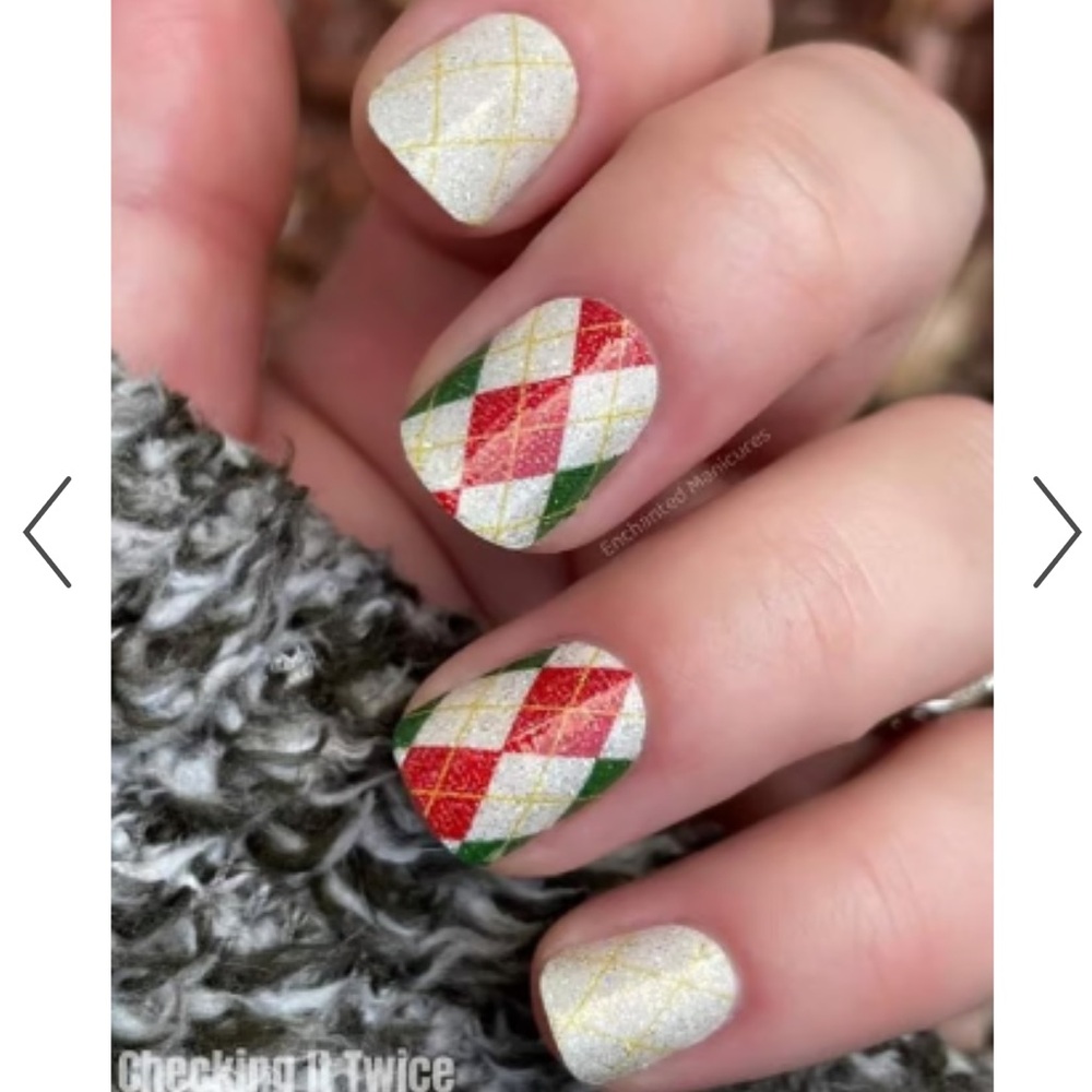Color Street Checking it Twice Festive Argyle Nail Wraps. New with tags - Picture 2 of 7